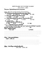 Đề kiểm tra học kỳ I môn Toán Lớp 4 - Năm học 2018-2019